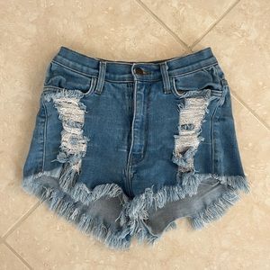 Jean Shorts Distressed High Waist